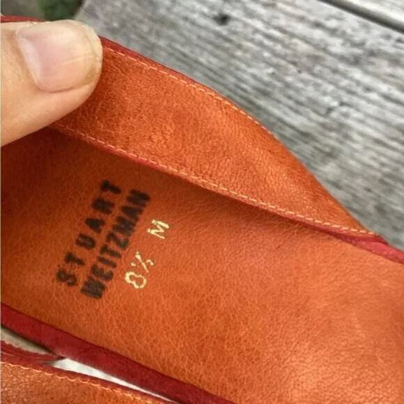 ~Stuart Weitzman NEW Sandals Excess Strappy Color Block In Red sz 8.5 leather - Picture 8 of 11